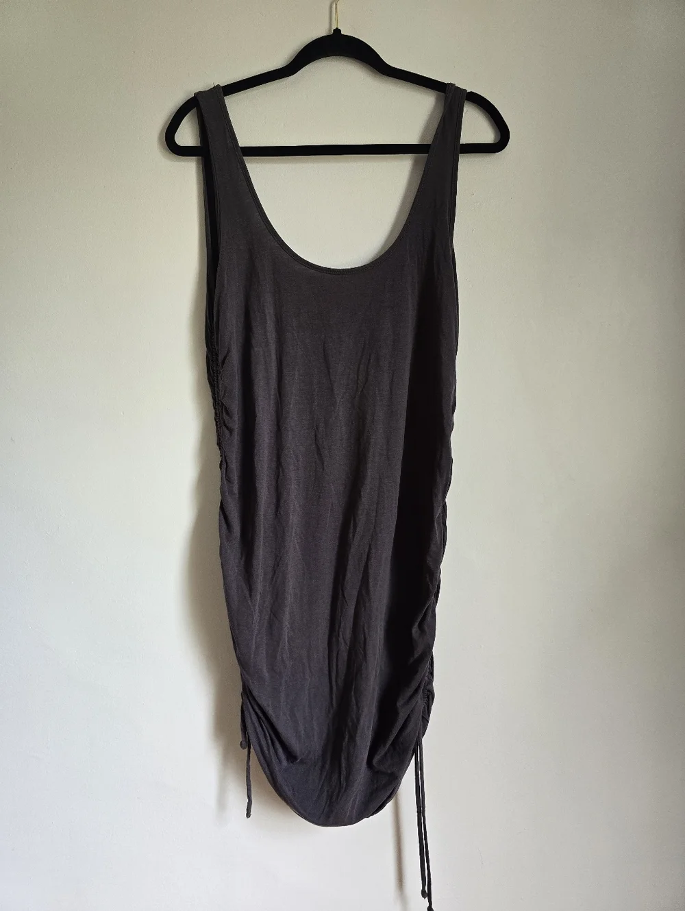 Project Social T Charcoal Scoop Neck Ruched Tank Dress - Picture 4 of 7